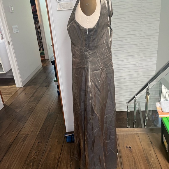 gold (dark) satin long dress size 14 - Picture 2 of 4
